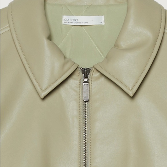 Oak & Fort Vegan Faux Leather Bomber Jacket - Picture 4 of 4